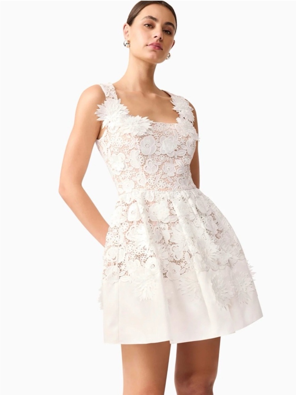 Elliatt White Floral Lace Mini Dress